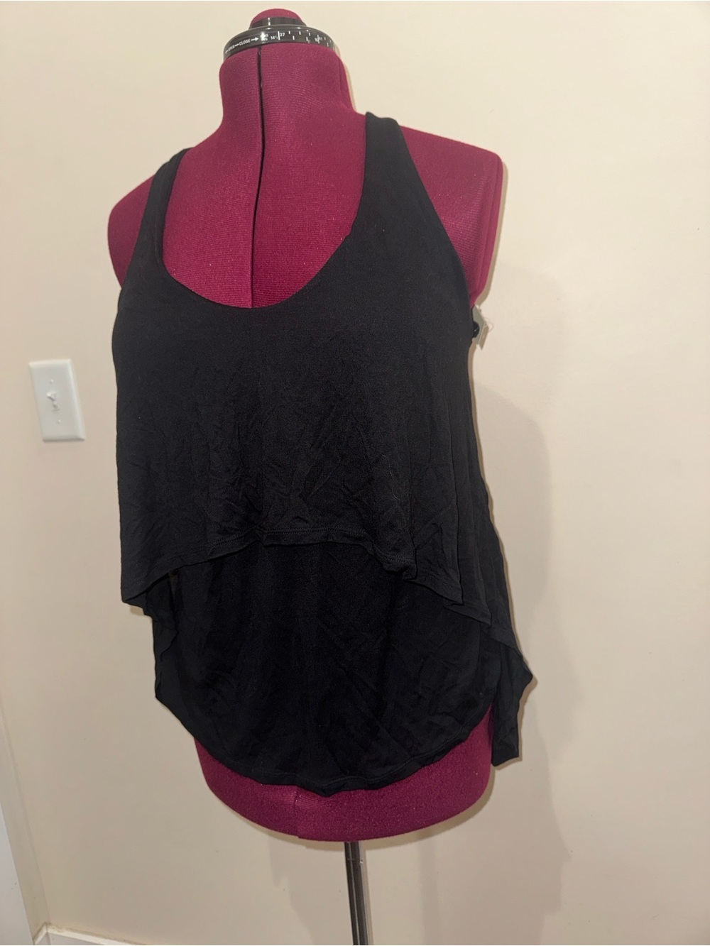 Black Layered Scoop Neck Tank Top - Women